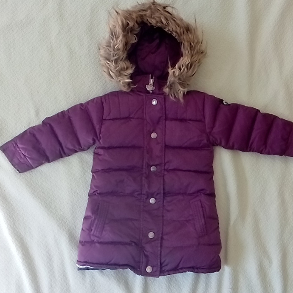 Appaman long down coat with faux fur trim 2T